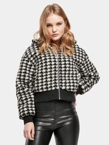 Giacca funzionale da donna Urban Classics, ampio cappuccio, chiusura con zip, 360 g/m², nero/bianco