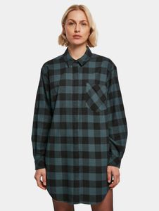 leichtes Urban Classics Damen Kleid Oversize 125 g/m² mit Baumwolle Petrol-Blau/Schwarz