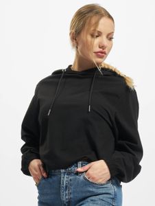 bequemer Urban Classics Damen Hoodie Kordelzug Reißverschluss 220 g/m² mit Baumwolle Schwarz