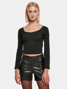 bequemes Urban Classics Damen Sweatshirt Stretch Slim Fit 180 g/m² mit Baumwolle Schwarz