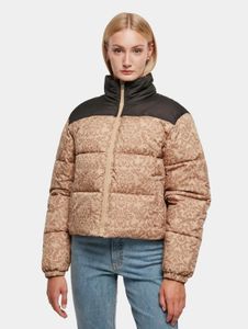 stylische Urban Classics Damen Jacke Reißverschluss Taschen 78 g/m² Beige/Schwarz