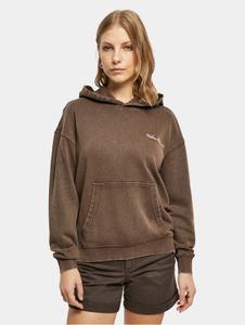 moderner Urban Classics Damen Hoodie Rippstrick Rippbündchen 300 g/m² mit Baumwolle Braun