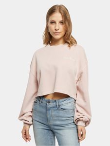 modernes Urban Classics Damen Sweatshirt Rippbündchen 300 g/m² mit Baumwolle Rosa