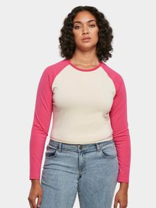 weiches Urban Classics Damen Sweatshirt Stretch Taschen Oversize mit Baumwolle Weiß/Pink
