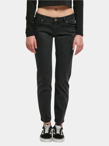 moderne Urban Classics Damen Jeans Straight Fit Stretch Reißverschluss mit Baumwolle Schwarz