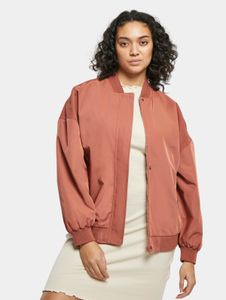moderne Urban Classics Damen Jacke Reißverschluss Taschen 210 g/m² Terracotta-Orange