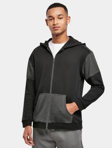 moderner Urban Classics Herren Hoodie Reißverschluss Kapuze 300 g/m² mit Baumwolle Grau/Schwarz