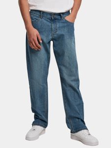 stylische URBAN CLASSICS Herren Jeans Straight Fit Reißverschluss Taschen mit Baumwolle Blau