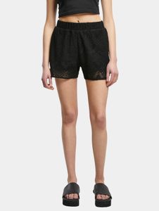 lässige Urban Classics Damen Shorts Kordelzug gefüttert 220 g/m² mit Baumwolle Schwarz