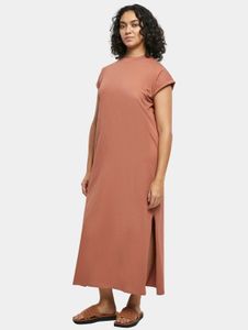 modisches Urban Classics Damen Kleid 140 g/m² mit Baumwolle Terracotta-Orange