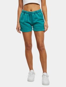 Pantalones cortos veraniegos de Urban Classics para mujer con cordón ajustable y bolsillos, algodón de 360 g/m², color turquesa.