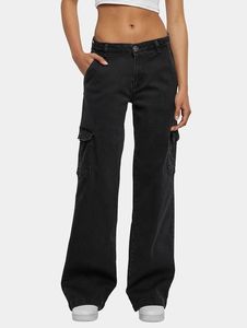 moderne Urban Classics Damen Jeans Straight Fit Stretch Reißverschluss mit Baumwolle Schwarz
