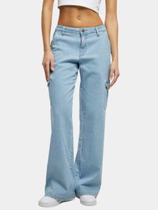 lässige Urban Classics Damen Jeans Straight Fit Stretch Taschen mit Baumwolle Blau