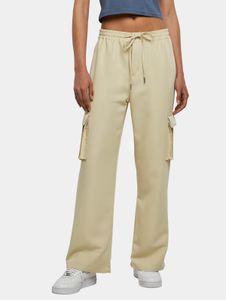 Jeans da donna Urban Classics, modello dritto, con coulisse e tasche, colore beige.