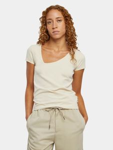 sportliches Urban Classics Damen T-Shirt Stretch Slim Fit 180 g/m² mit Baumwolle Ecru-Weiß