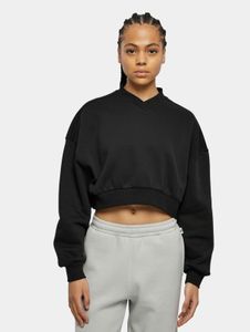 lässiges Urban Classics Damen Sweatshirt Oversize Fleece 300 g/m² mit Baumwolle Schwarz