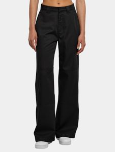 lässige Urban Classics Damen Jeans Straight Fit Reißverschluss Taschen mit Baumwolle Schwarz