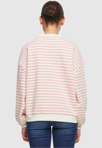 bequemes Urban Classics Damen Sweatshirt Rippbündchen Oversize 300 g/m² mit Baumwolle Weiß/Rosa