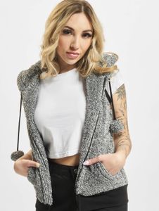 Chaqueta casual urbana clásica para mujer con bolsillos y capucha, 280 g/m², gris.