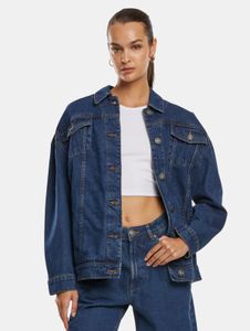 Stylish Urban Classics women's jacket, oversized with pockets, cotton, blue