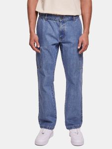 lässige Urban Classics Herren Jeans Straight Fit Reißverschluss Taschen mit Baumwolle Blau