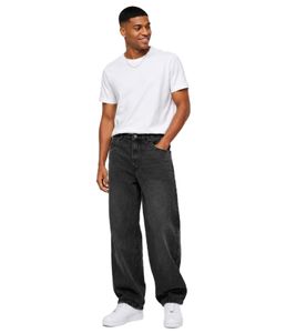 Lässige URBAN CLASSICS Herren Jeans im Loose Fit mit weitem Bein Baumwolle Baggy Denim Hose Schwarz/Grau