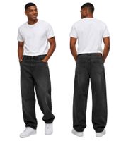 Lässige URBAN CLASSICS Herren Jeans im Loose Fit mit weitem Bein Baumwolle Baggy Denim Hose Schwarz/Grau