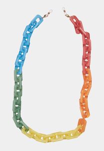 Striking Urban Classics unisex sunglasses with chain detail in blue/red/green/orange/yellow