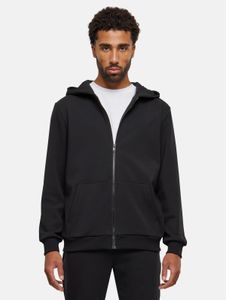 lässiger Urban Classics Herren Hoodie Stretch Reißverschluss Rippbündchen mit Baumwolle Schwarz