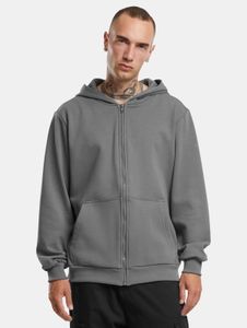 bequemer Urban Classics Herren Hoodie Stretch Reißverschluss Rippbündchen mit Baumwolle Grau