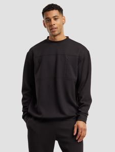 bequemes Urban Classics Herren Sweatshirt Stretch Reißverschluss Rippbündchen Schwarz