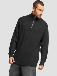 Sweat-shirt homme Casual Urban Classics, noir, avec fermeture éclair et poignets côtelés.