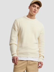 Soft Urban Classics men's sweatshirt with ribbed cuffs, cotton, ecru-white