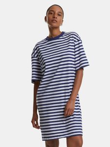 bequemes Urban Classics Damen T-Shirt Oversize 180 g/m² mit Baumwolle Blau/Weiß
