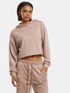bequemer Urban Classics Damen Hoodie Rippbündchen Kapuze 280 g/m² Alt-Rosa