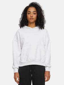 moderner Urban Classics Damen Hoodie Stretch Rippbündchen Kapuze mit Baumwolle Weiß