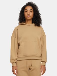 Comoda felpa con cappuccio da donna Urban Classics con polsini e cappuccio a coste elasticizzate, in cotone, beige.