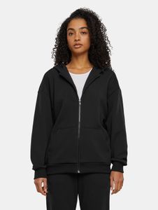 lässiger Urban Classics Damen Hoodie Stretch Reißverschluss Taschen mit Baumwolle Schwarz