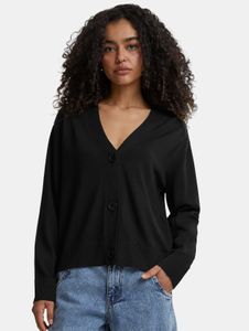 stylische Urban Classics Damen Jacke Rippbündchen Schwarz