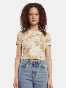 Camiseta deportiva elástica para mujer Urban Classics de 180 g/m² con estampado de camuflaje de algodón.