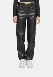 lässige Urban Classics Damen Jeans Straight Fit Reißverschluss Taschen Schwarz