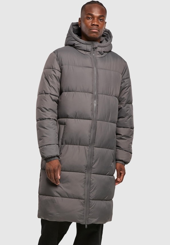 Urban Classics Herren Puffer Coat mit Kapuze Grau