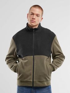 lässige Urban Classics Herren Jacke Stretch Schwarz/Oliv-Grün