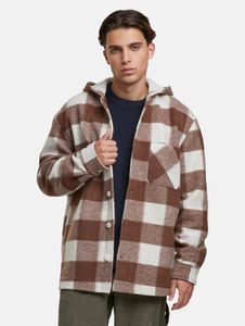 Elegante giacca da uomo Urban Classics con cerniera e cappuccio, marrone