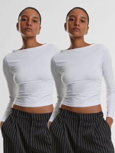 Comoda felpa da donna Urban Classics slim fit in cotone, bianca