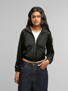 moderne Urban Classics Damen Jacke Stretch Reißverschluss Rippbündchen Schwarz