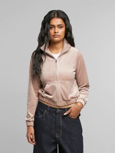 lässige Urban Classics Damen Jacke Stretch Reißverschluss Rippbündchen Alt-Rosa