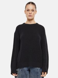 Comfortable URBAN CLASSICS women's sweatshirt with ribbed cuffs and hood, black