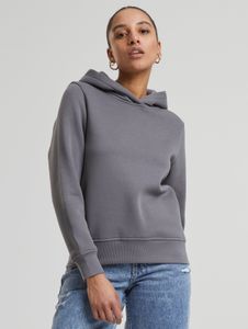 bequemer Urban Classics Damen Hoodie Rippbündchen Kapuze 300 g/m² mit Baumwolle Grau