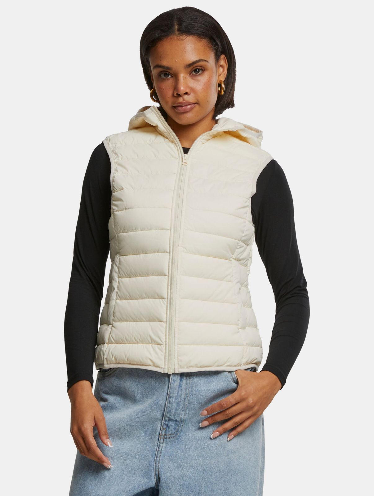 Casual Urban Classics women's jacket with zippers and pockets, 70 g/m², ecru-white